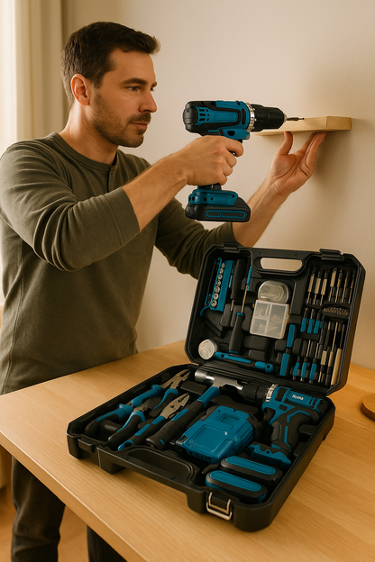 🔧 Set de Herramientas + Taladro Inalámbrico – Solución Completa para el Hogar y el Trabajo